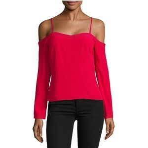 Lovers + Friends Rays Of Gold Cold-Shoulder Top in Red